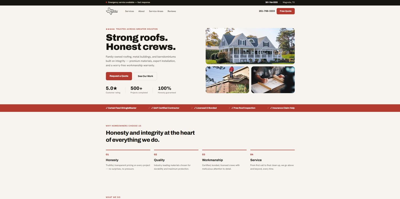 Exteriors of Texas concept website