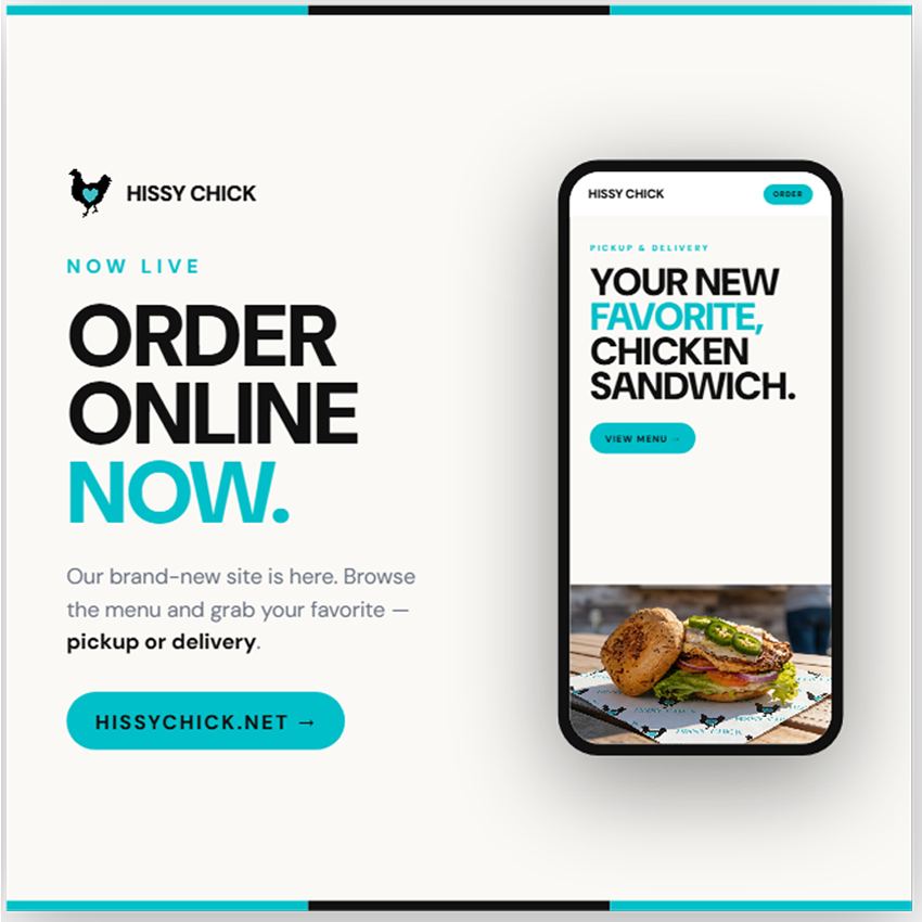 Hissy Chick Kitchen website-launch Instagram feed ad