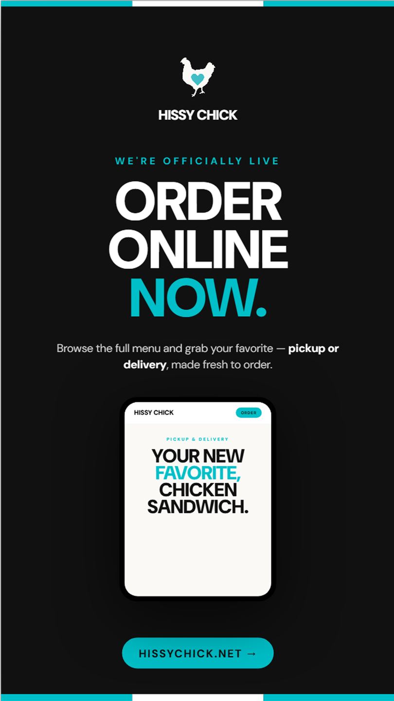 Hissy Chick Kitchen website-launch Instagram story ad