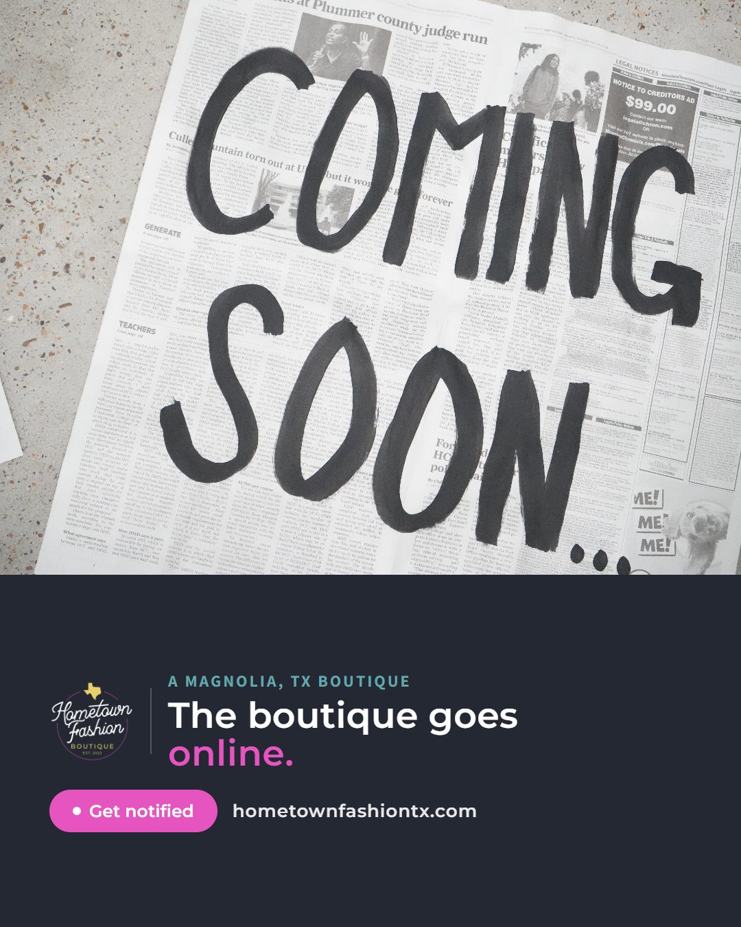 Hometown Fashion Coming Soon Instagram feed ad