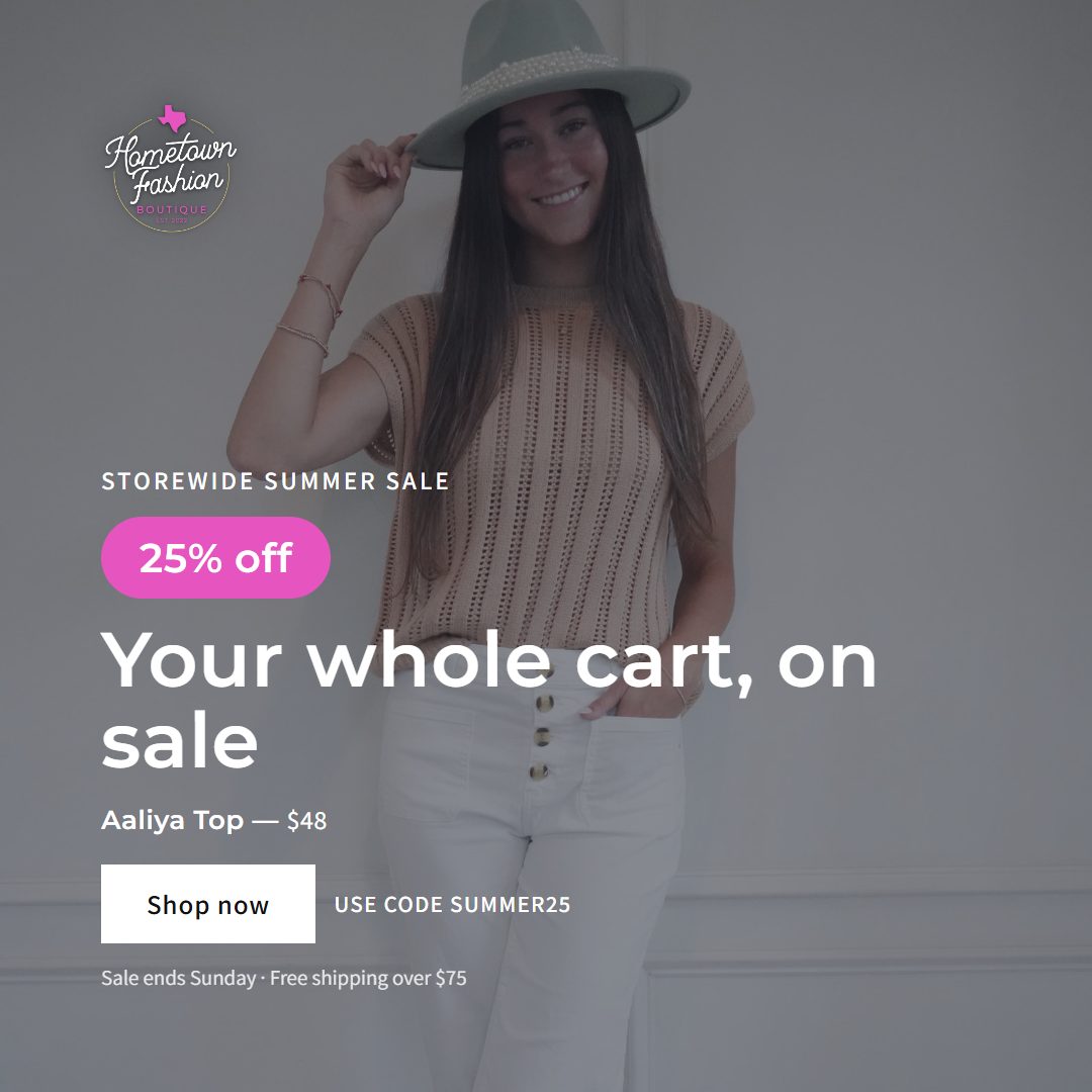 Hometown Fashion Summer Sale Facebook feed ad