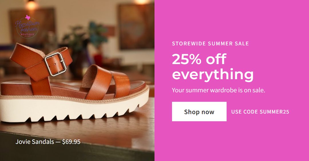 Hometown Fashion Summer Sale Facebook link ad