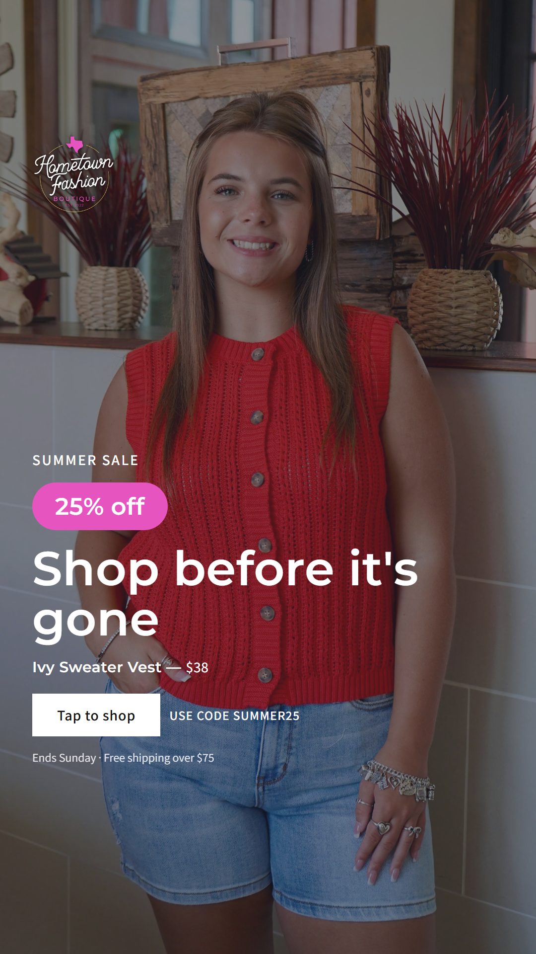 Hometown Fashion Summer Sale Facebook story ad
