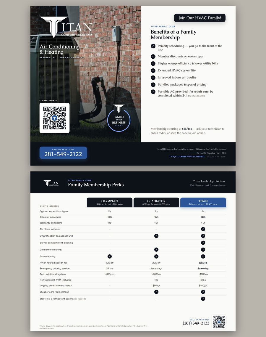 Concept — Titan Comfort Solutions membership club card design