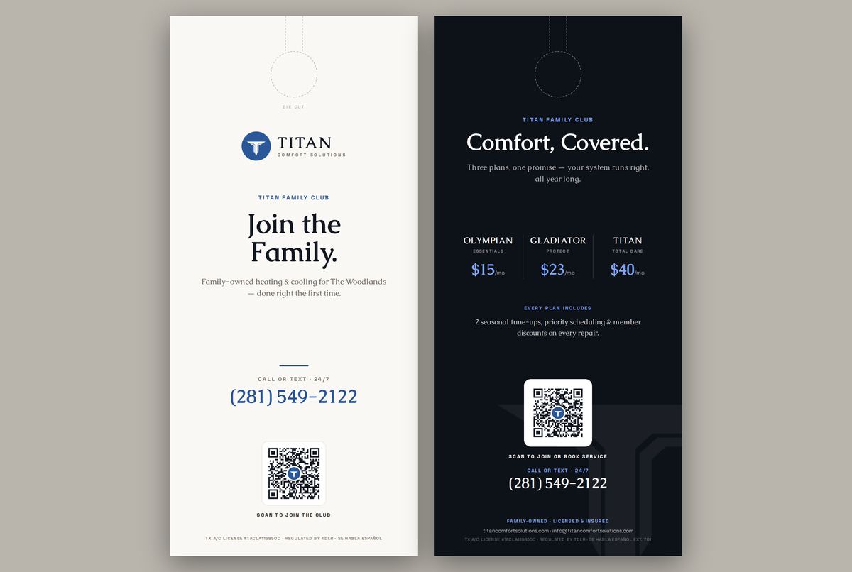 Concept — Titan Comfort Solutions door hanger design