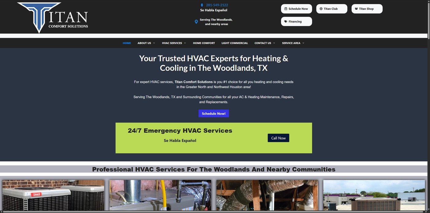 Before — Titan Comfort Solutions' current website