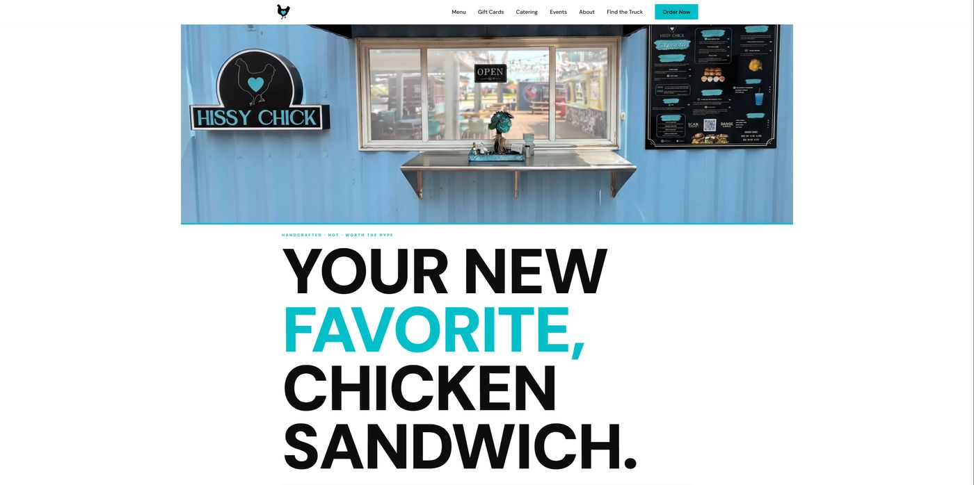 After — the new Hissy Chick Kitchen website built by Banter Media
