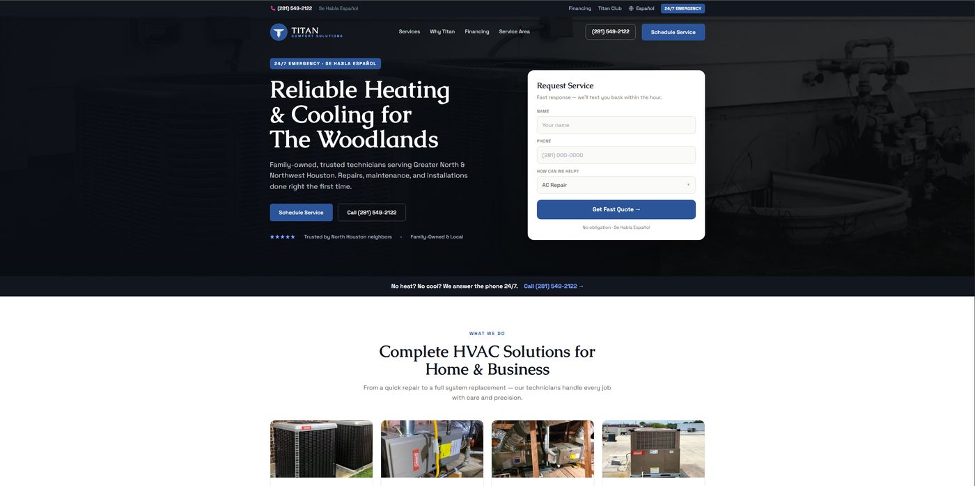 Titan Comfort Solutions — concept website build